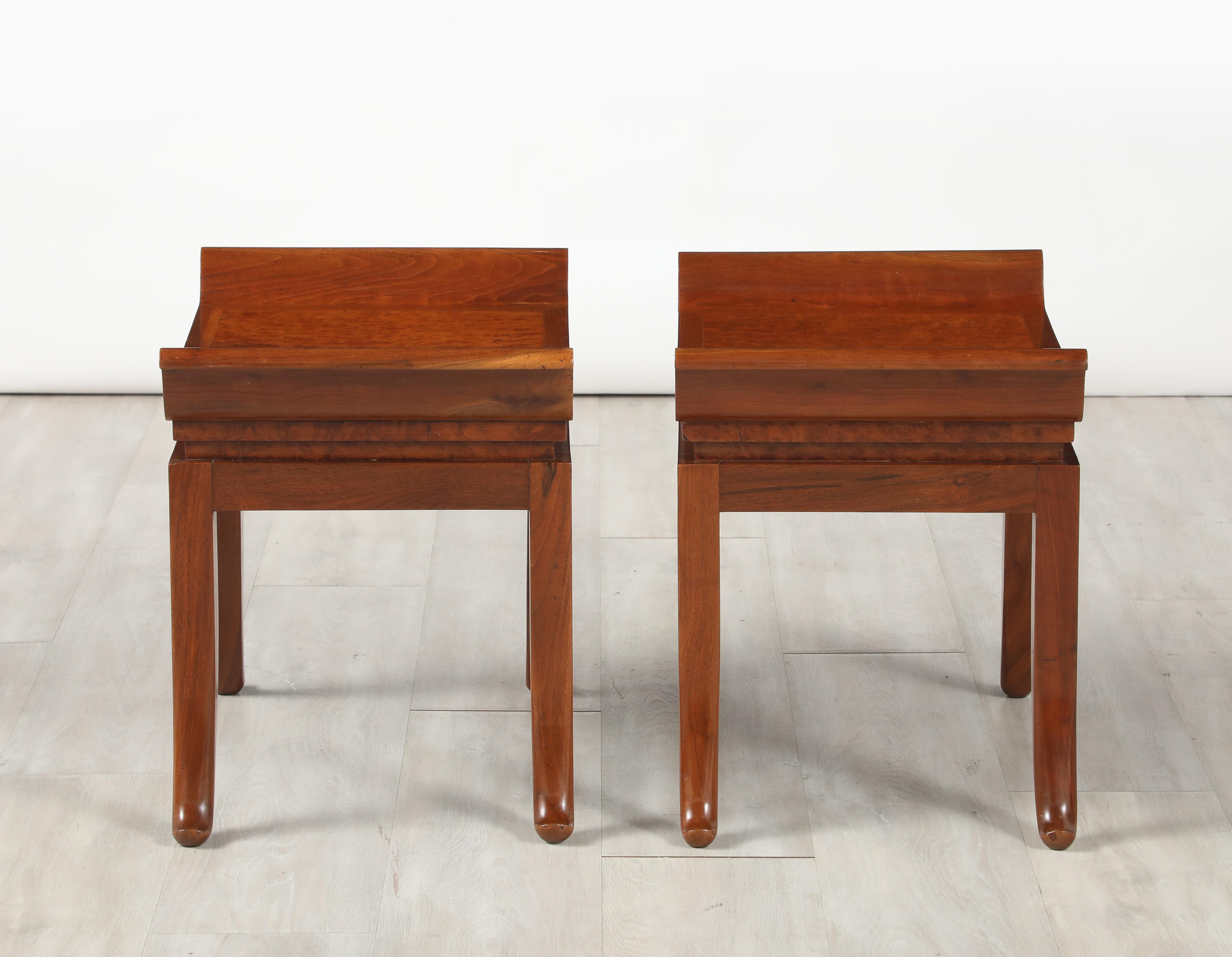 Pair of Italian Art Deco Mahogany Stools, circa 1930 For Sale 7