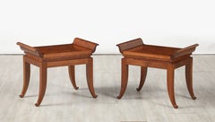 Paire de tabourets italiens Art déco en acajou, vers 1930