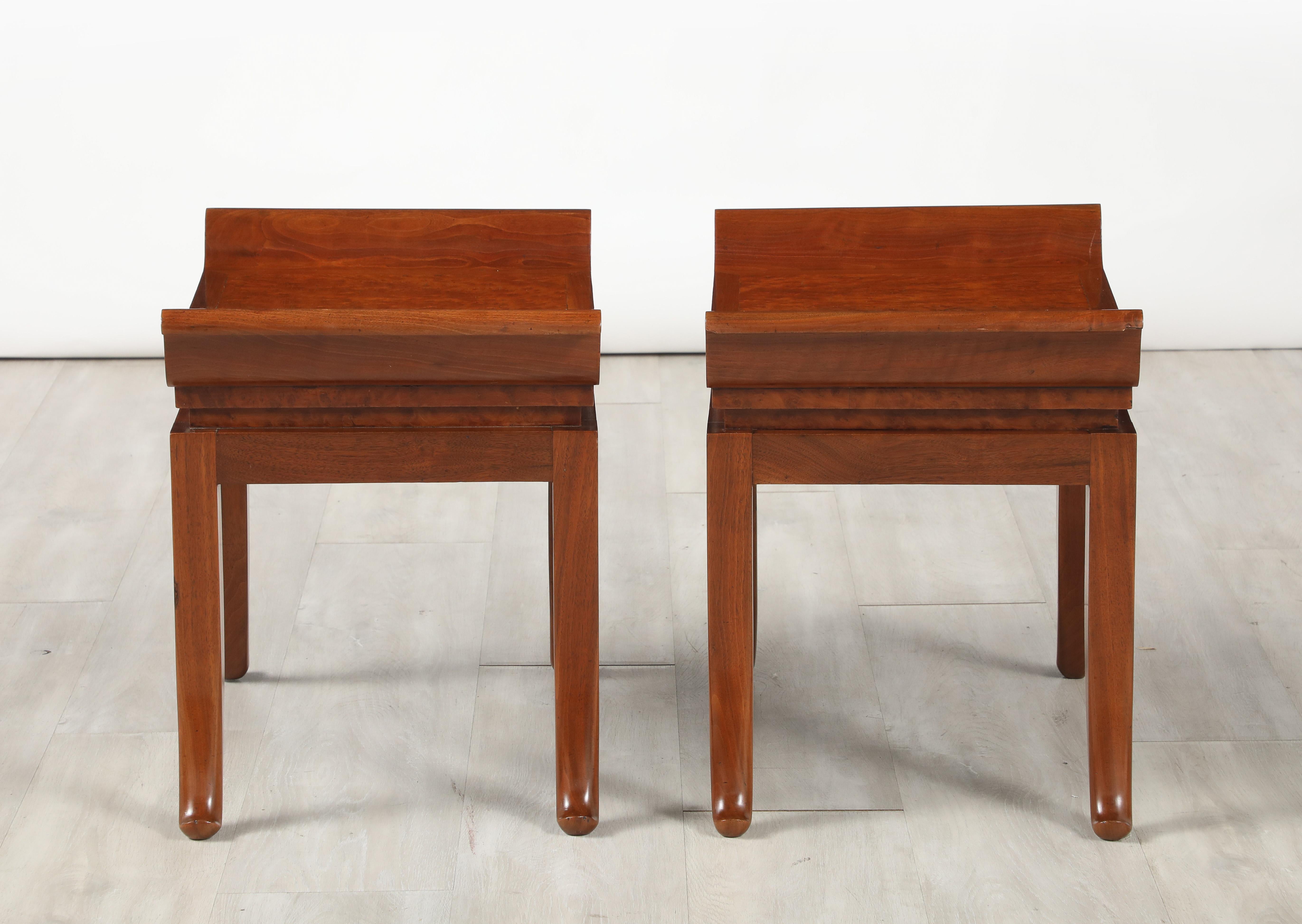 Pair of Italian Art Deco Mahogany Stools, circa 1930 For Sale 3