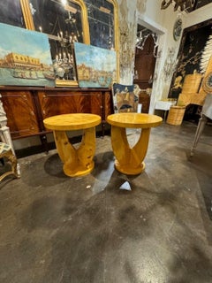 Pair of Italian Art Deco Maple Side Tables