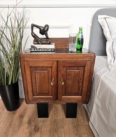 Pair of Italian Art Deco Night Stands Bed Side Tables in Burl Walnut