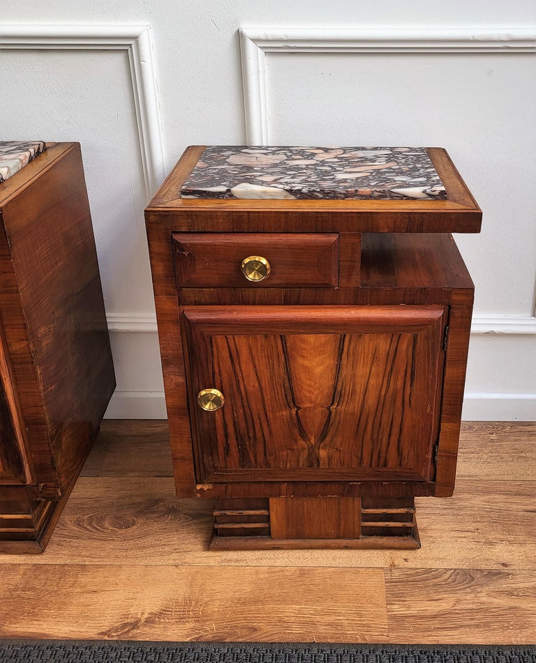Pair of Italian Art Deco Nightstand Bed Side Tables in Burl Walnut and — free download