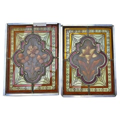 Paar italienische Art-Déco-Tafeln im Art déco-Stil des späten 19. Jahrhunderts „Flower Decorations“