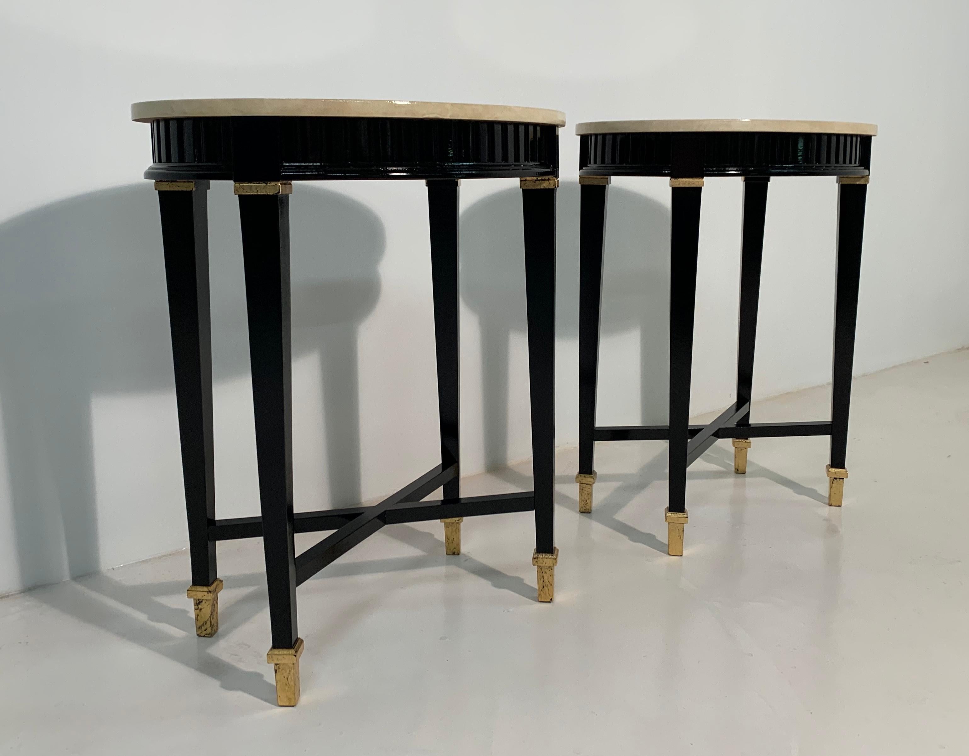 Pair of Italian Art Deco Parchment Side Table In Good Condition In Meda, MB