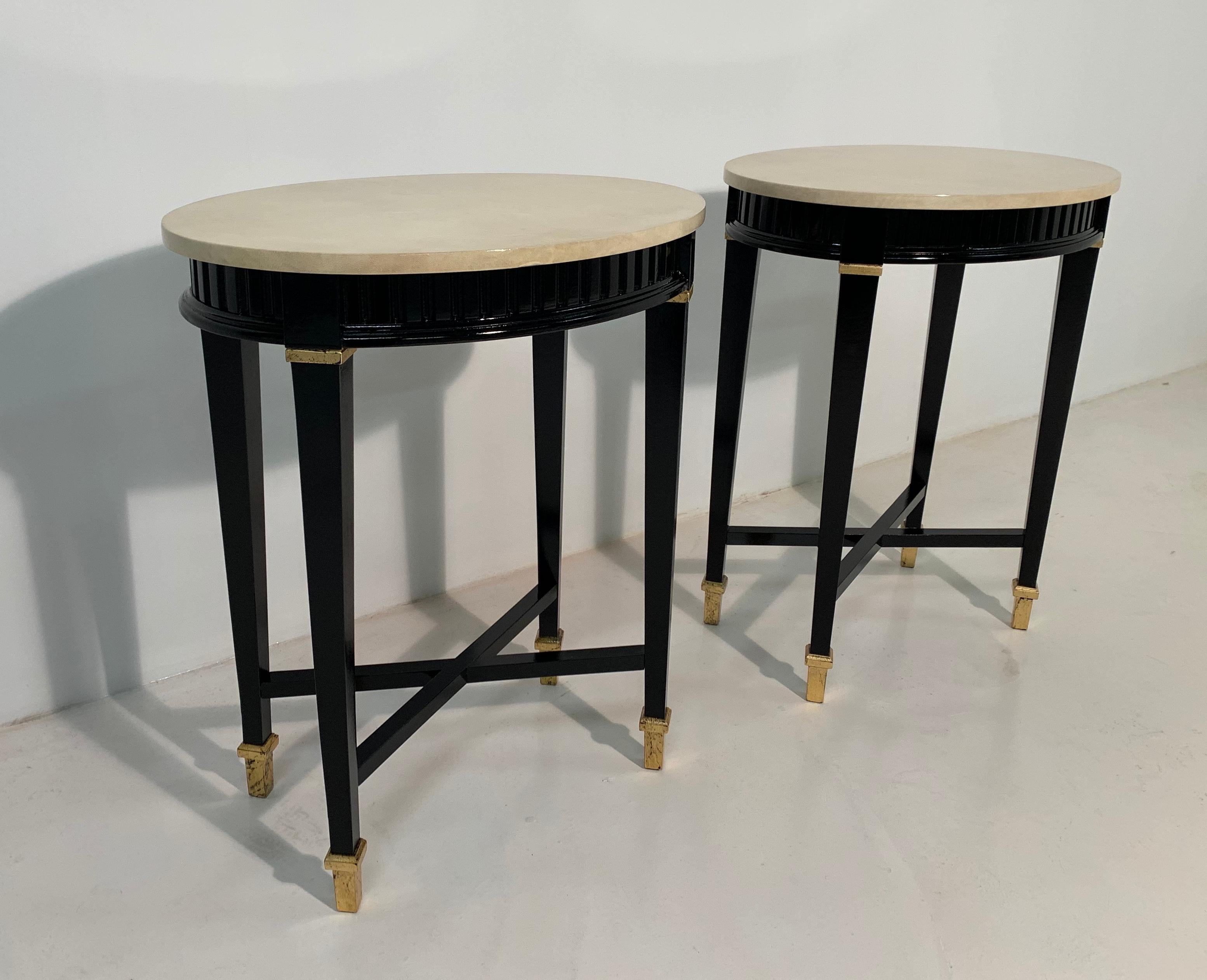 20th Century Pair of Italian Art Deco Parchment Side Table