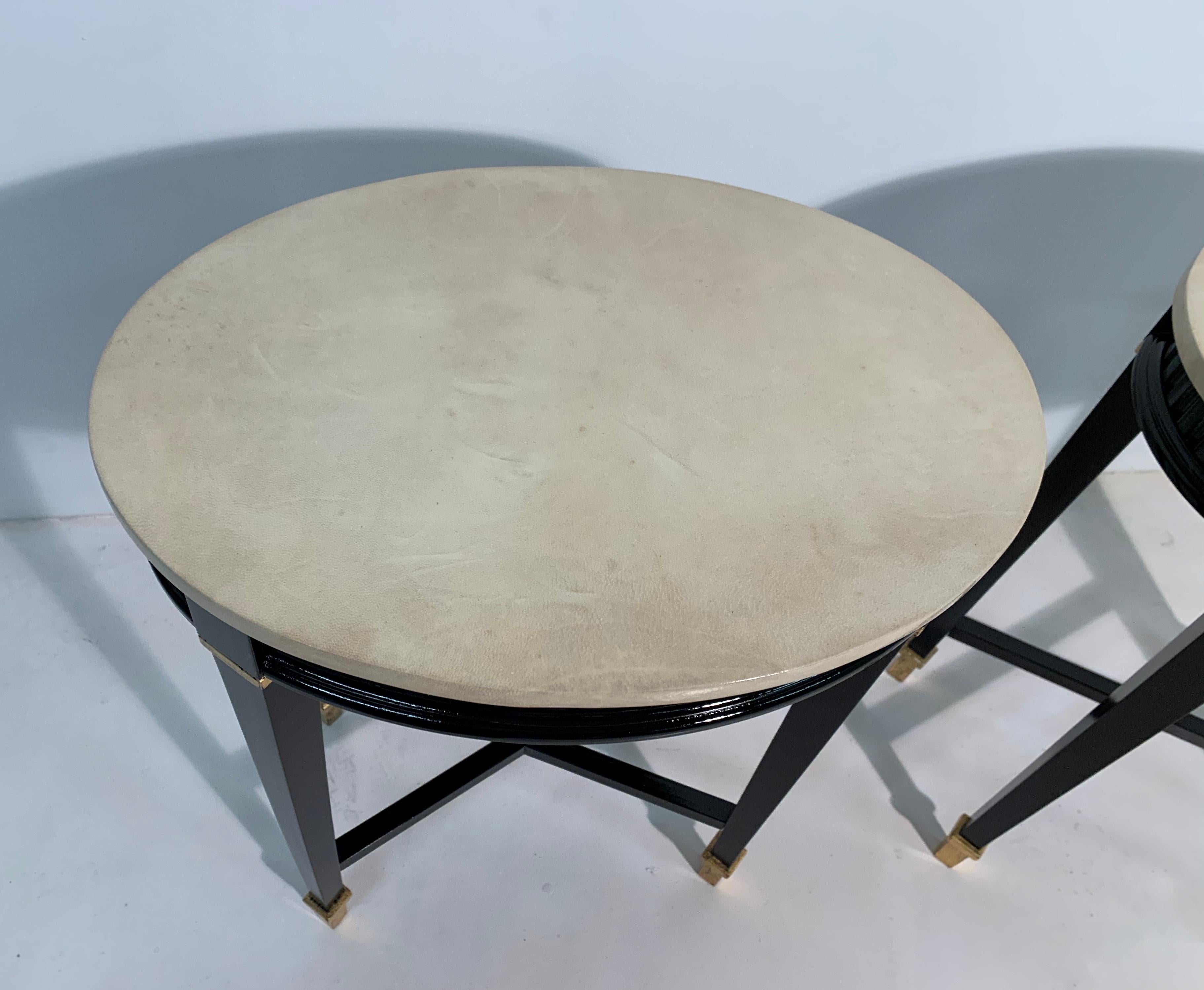 Pair of Italian Art Deco Parchment Side Table 2
