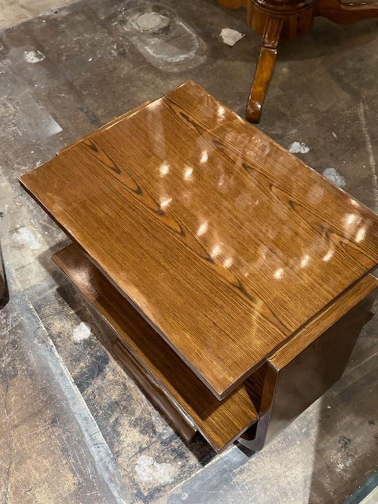 Oak Pair of Italian Art Deco Side Tables For Sale