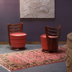 Coppia di sedie a pantofola Art Deco italiane con impiallacciatura in ebano macassar