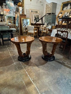 Pair of Italian Art Deco Style Macassar Wood Side Tables