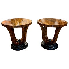 Pair of Italian Art Deco Style Macassar Wood Side Tables