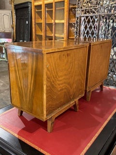 Pair of Italian Art Deco Style Olivewood Side Tables