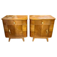 Pair of Italian Art Deco Style Olivewood Side Tables