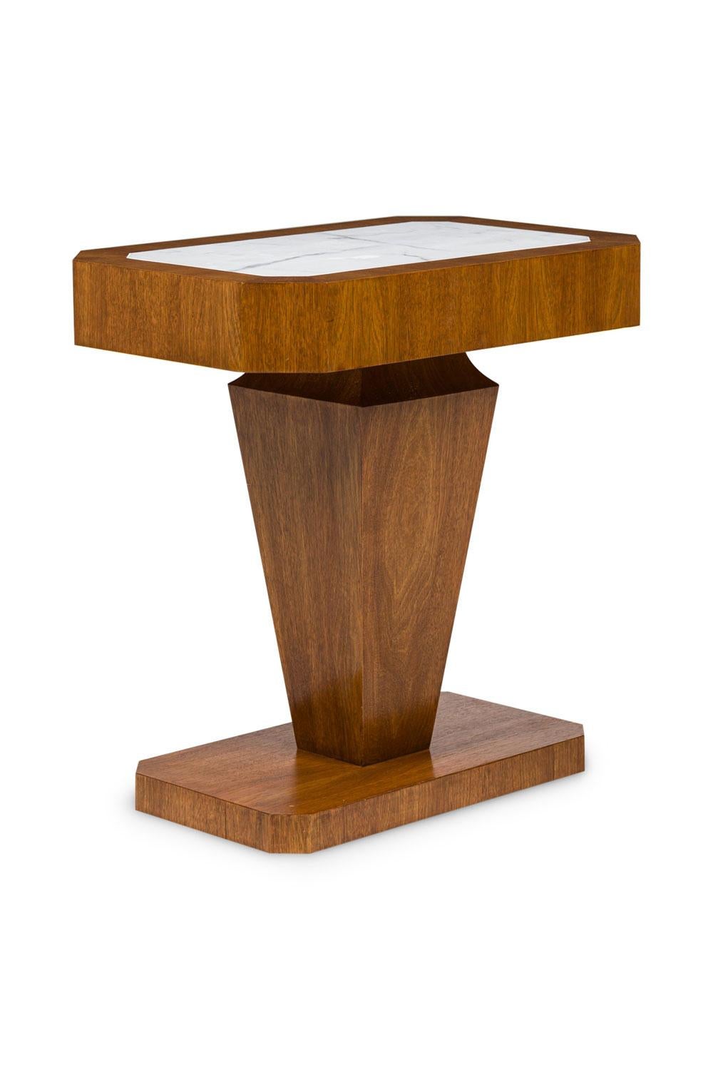 Pair of Italian Art Deco Style Single Drawer Marble Top End Tables Bon état - En vente à Queens, NY