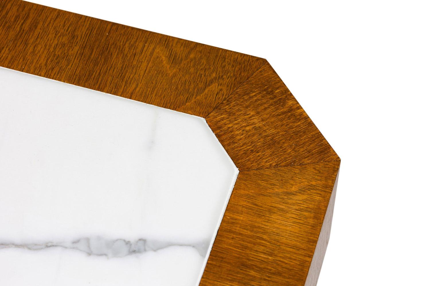 Pair of Italian Art Deco Style Single Drawer Marble Top End Tables en vente 2