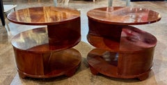Pair of Italian Art Deco Style Walnut Side Tables