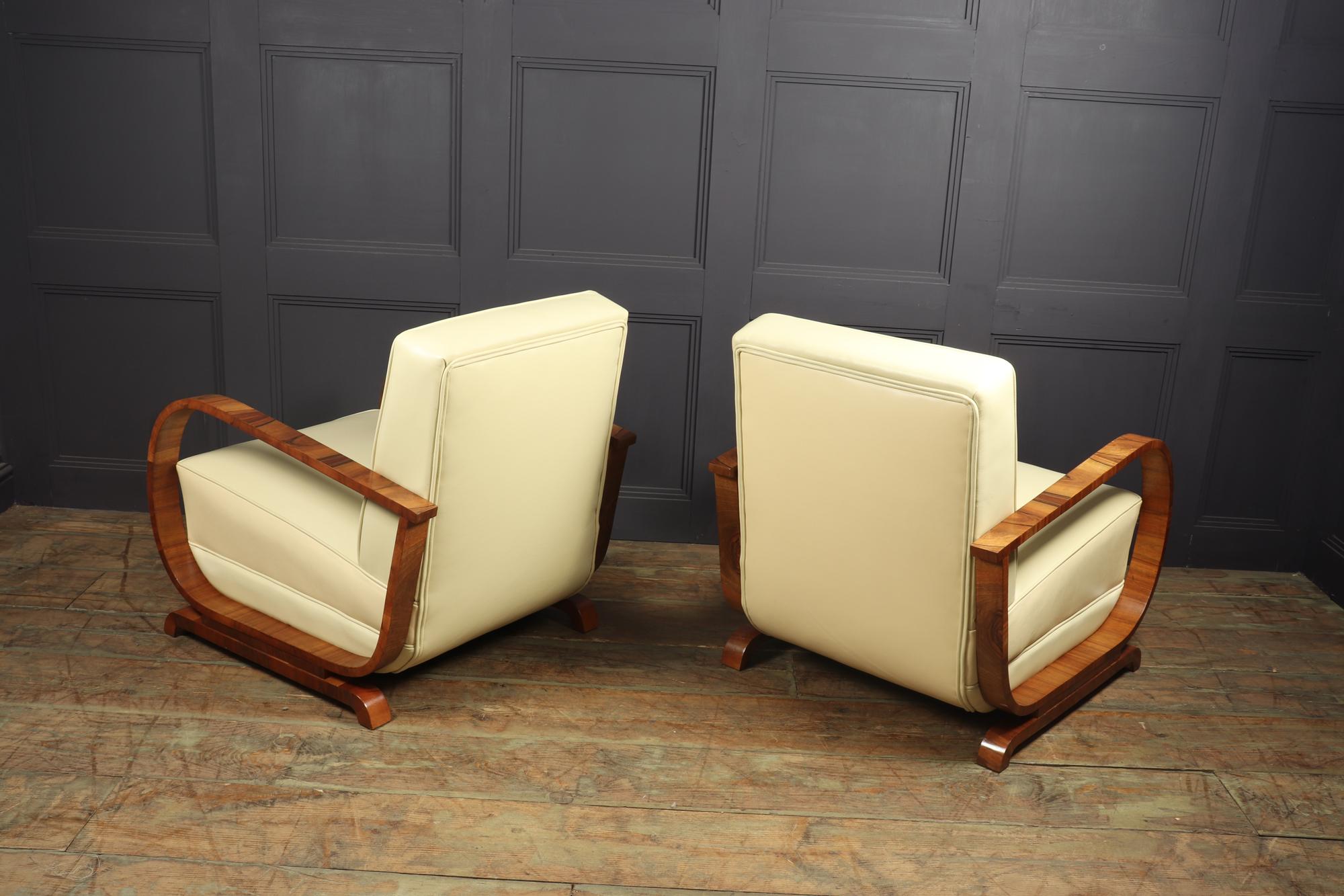 Pair of Italian Art Deco Walnut Armchairs 6