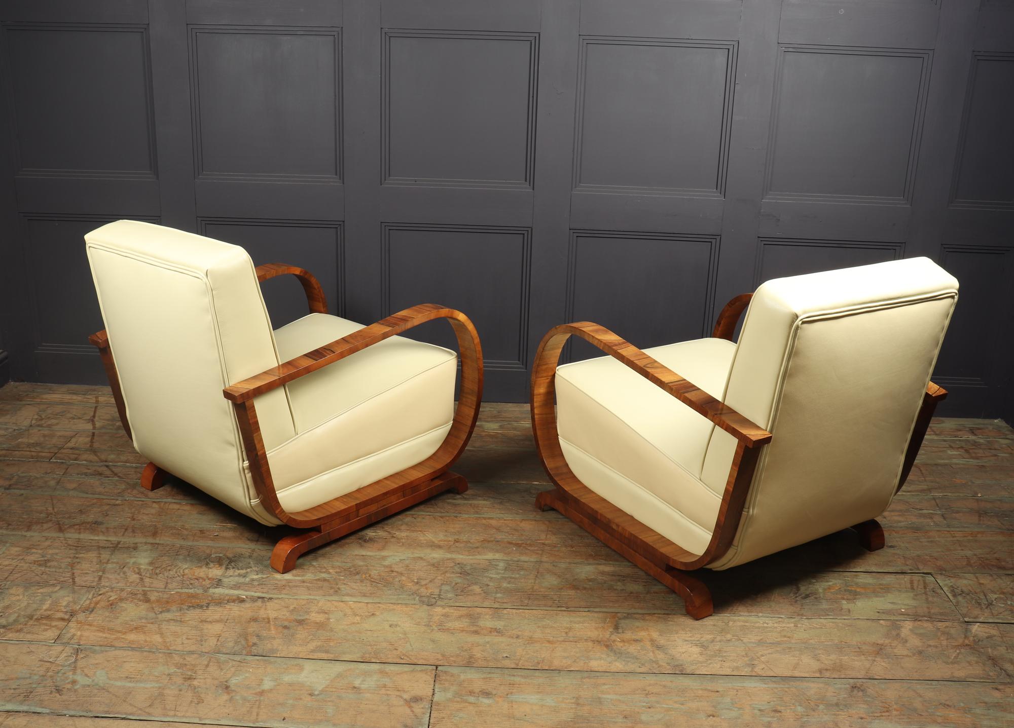 Pair of Italian Art Deco Walnut Armchairs 7