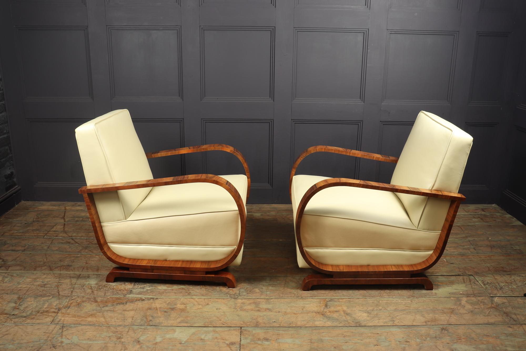 Pair of Italian Art Deco Walnut Armchairs 8