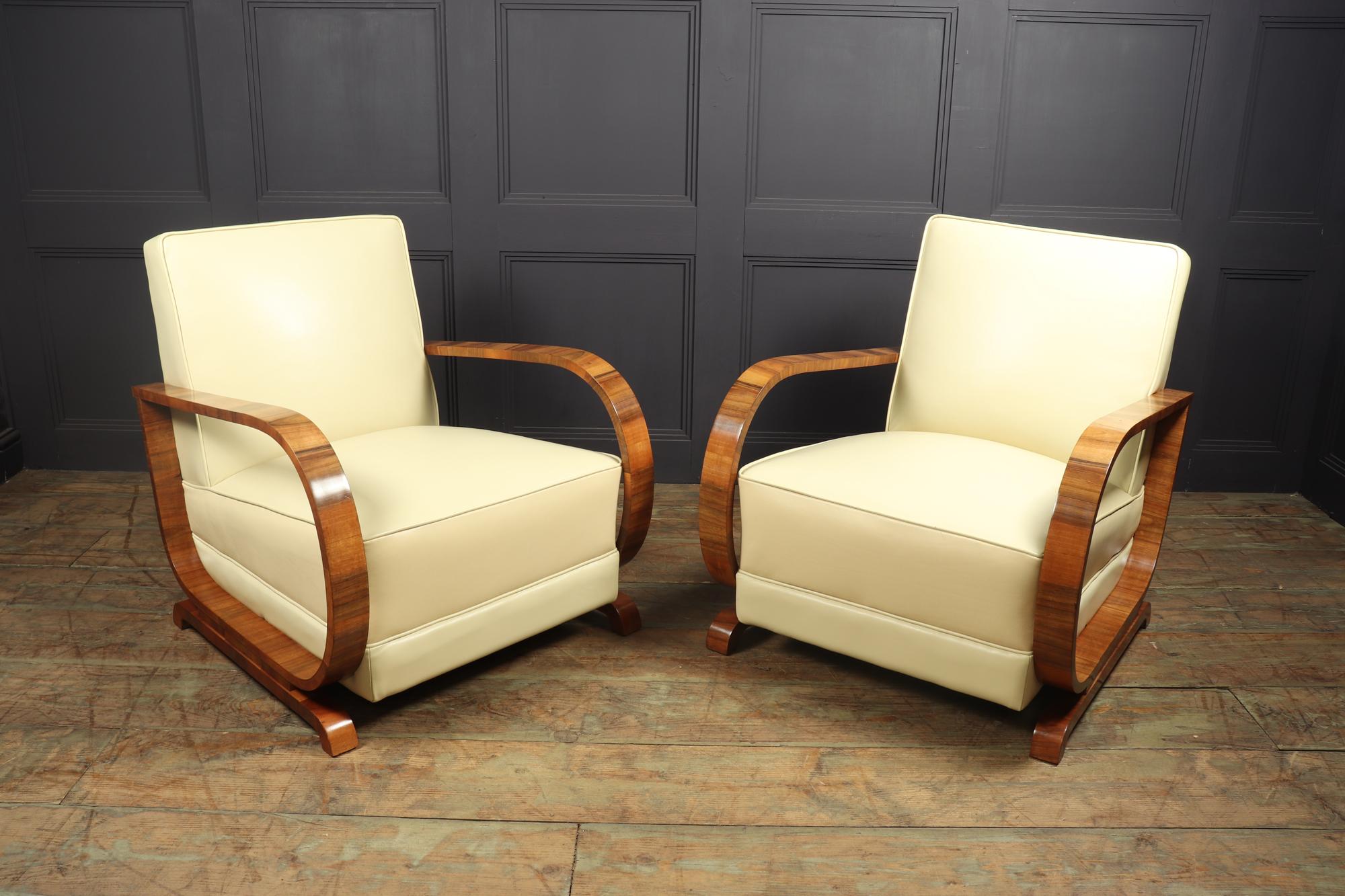 Pair of Italian Art Deco Walnut Armchairs 9