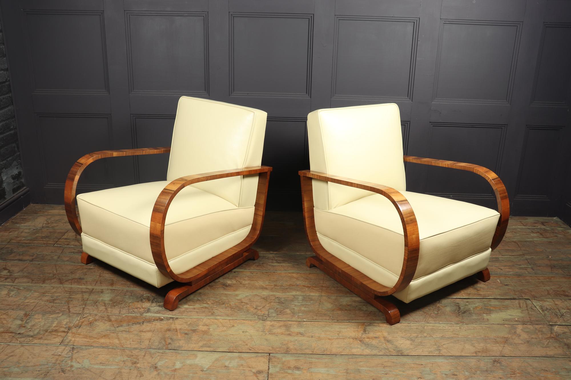 Pair of Italian Art Deco Walnut Armchairs 4