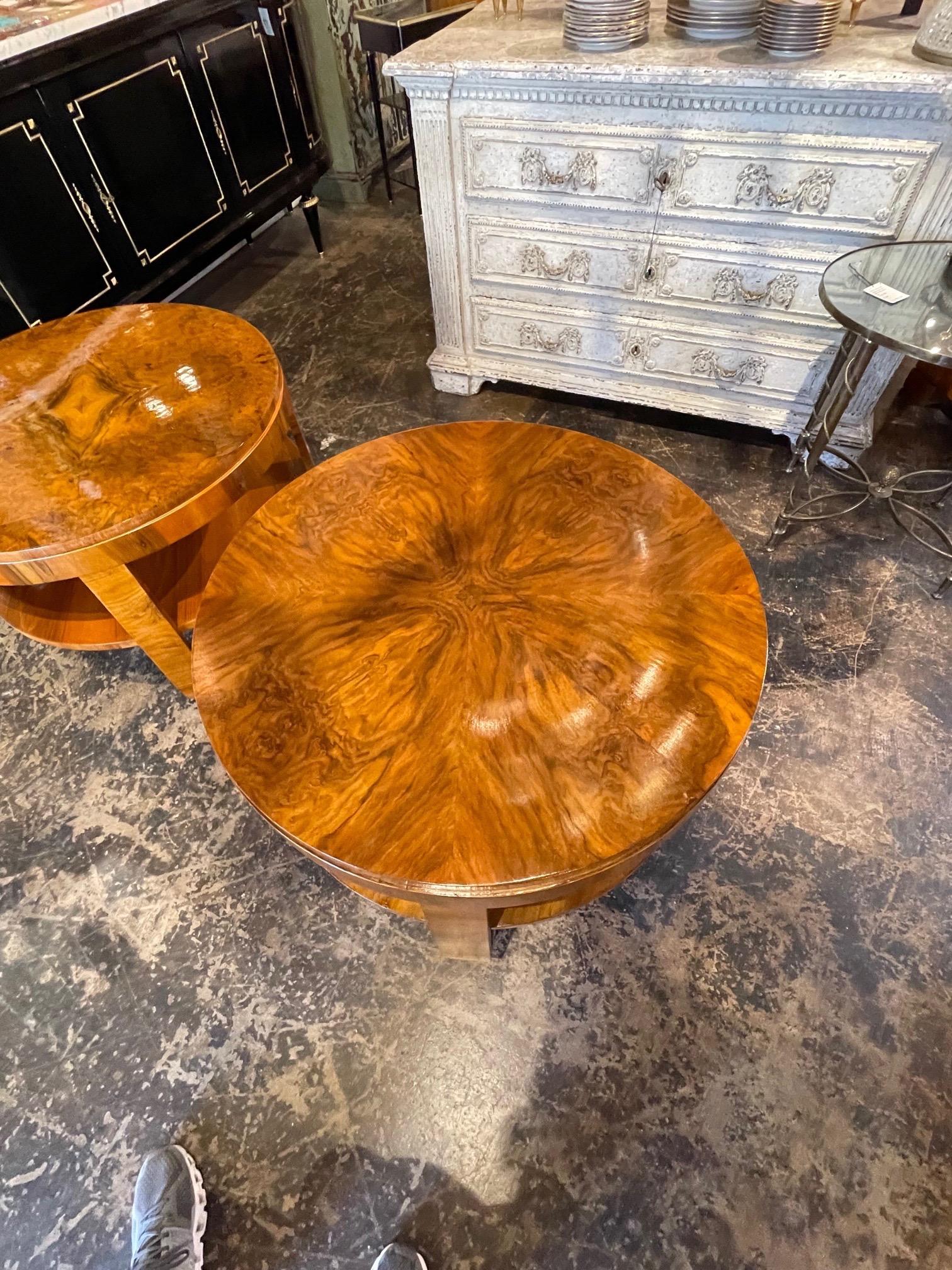 Pair of Italian Art Deco Walnut Side Tables 1