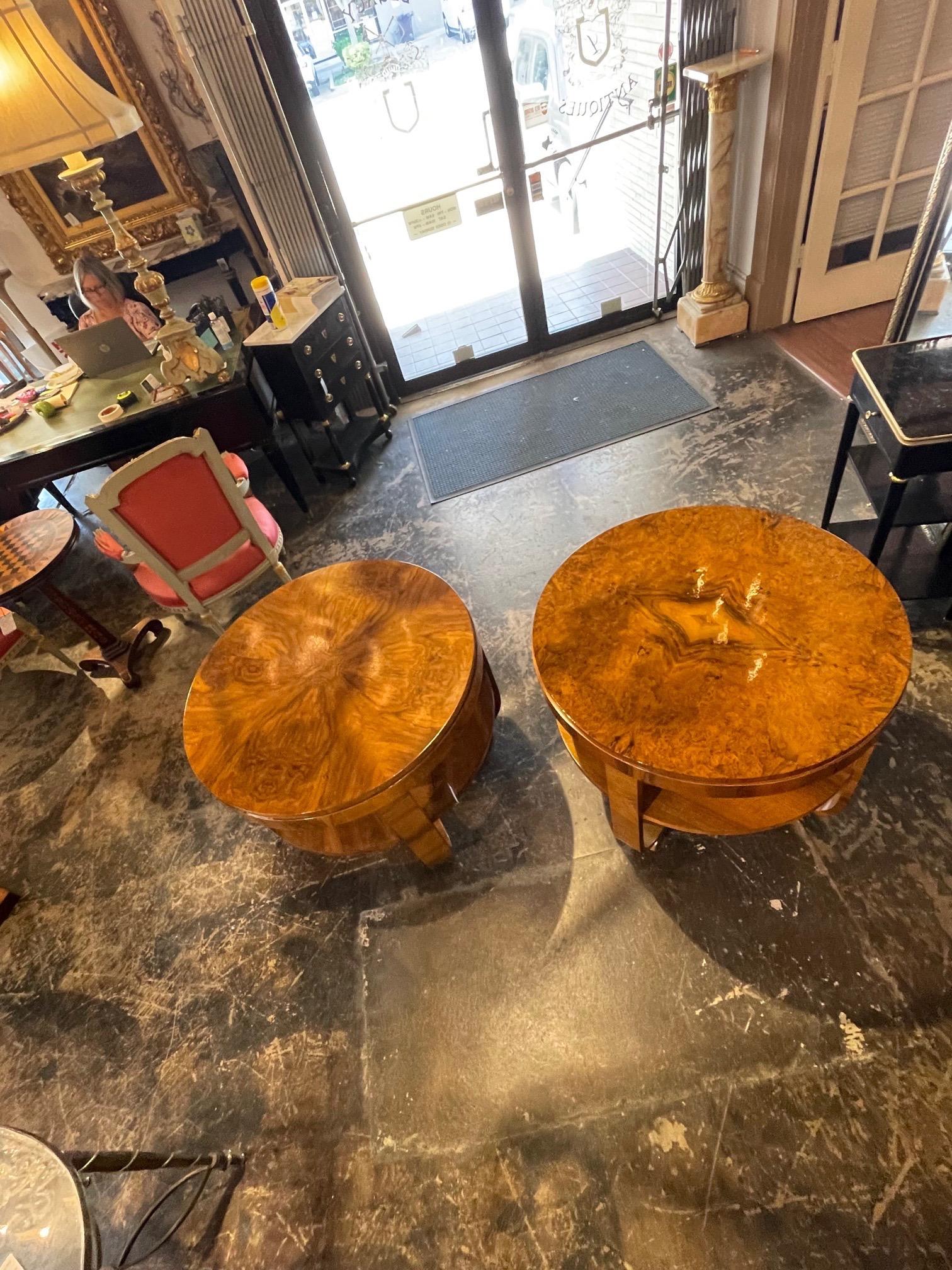 Pair of Italian Art Deco Walnut Side Tables 2