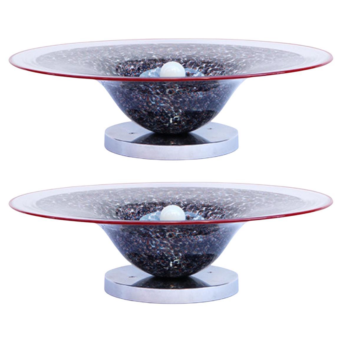 Paar italienische Glaskunst-Tischlampen von Gae Aulenti, Italien 1960er Jahre im Angebot