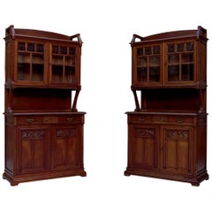 Coppia di credenze gemelle in stile liberty italiano, 1910 circa