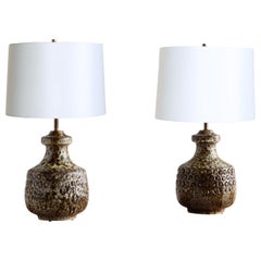 Pair of Italian Art Pottery Lamps by Alvino Bagni for Raymor