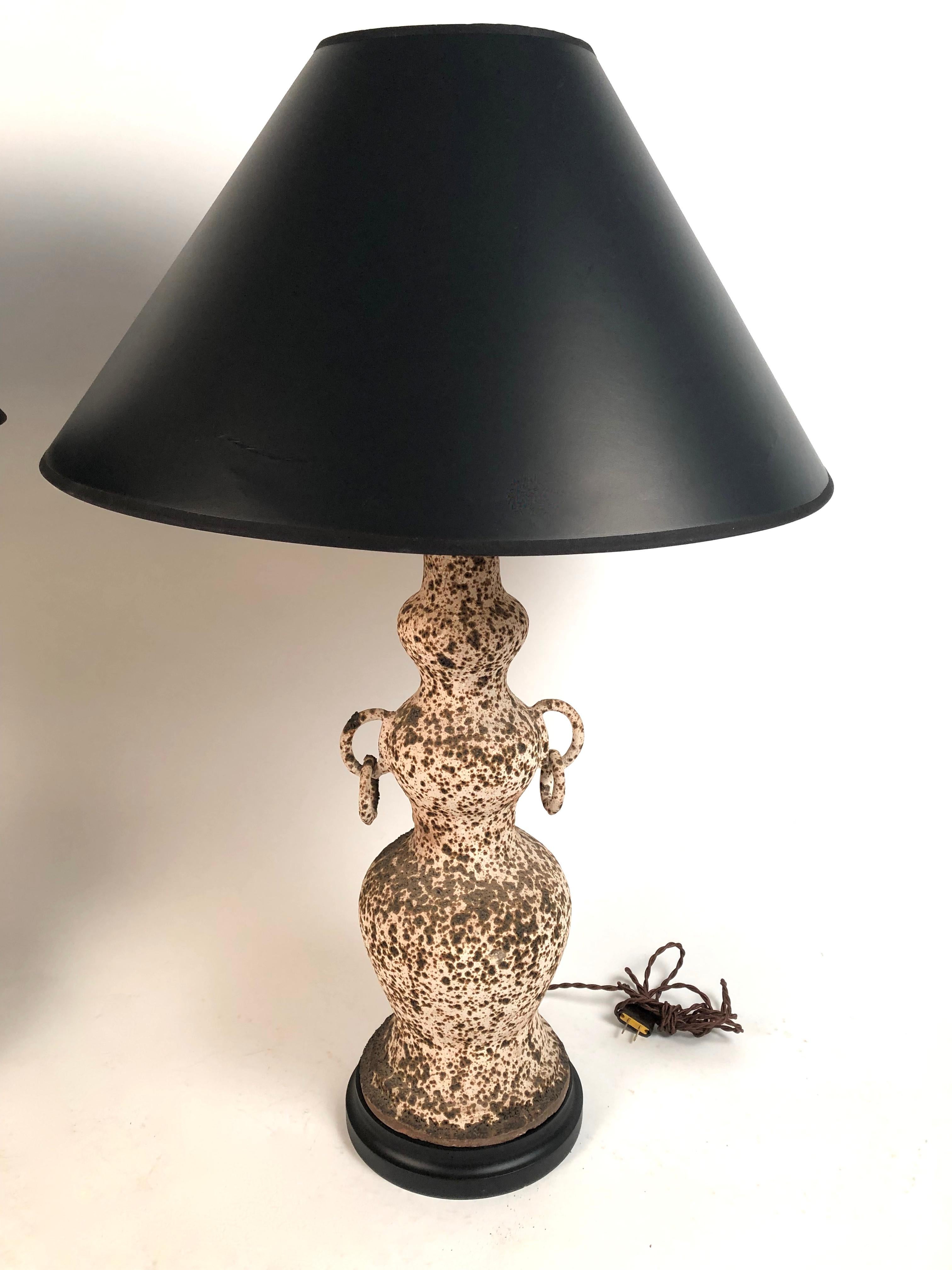 Mid-Century Modern Pair of Italian Art Pottery Lamps
