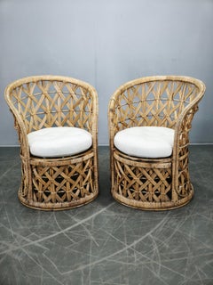Ein Paar italienische Sessel aus Bambus und Rattan, 1960er Jahre
