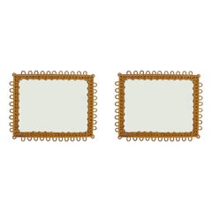 Pair of Italian Bamboo and Rattan Mirrors 1950s