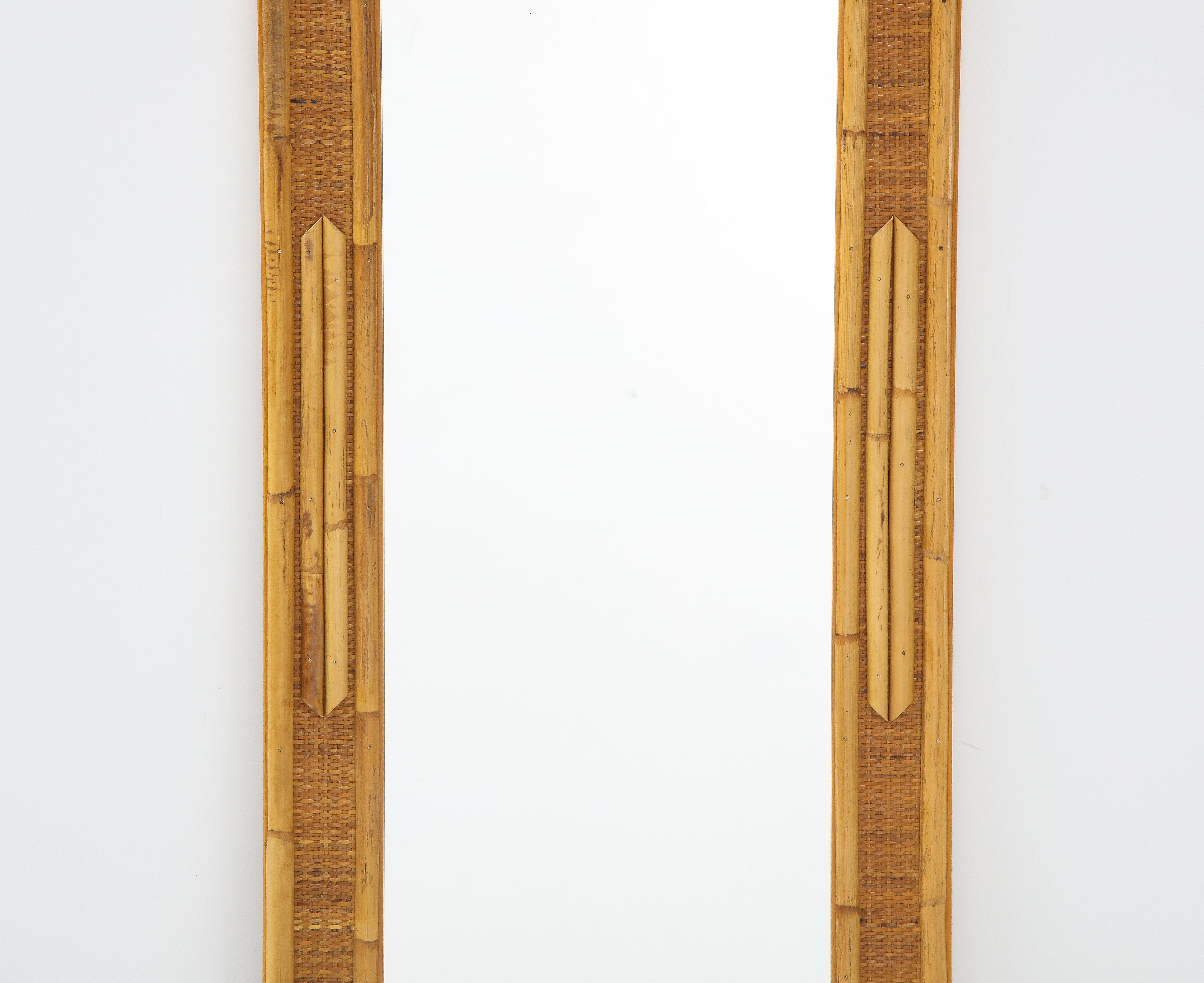 Pair of Italian Bamboo and Wood Wall Mirrors 6