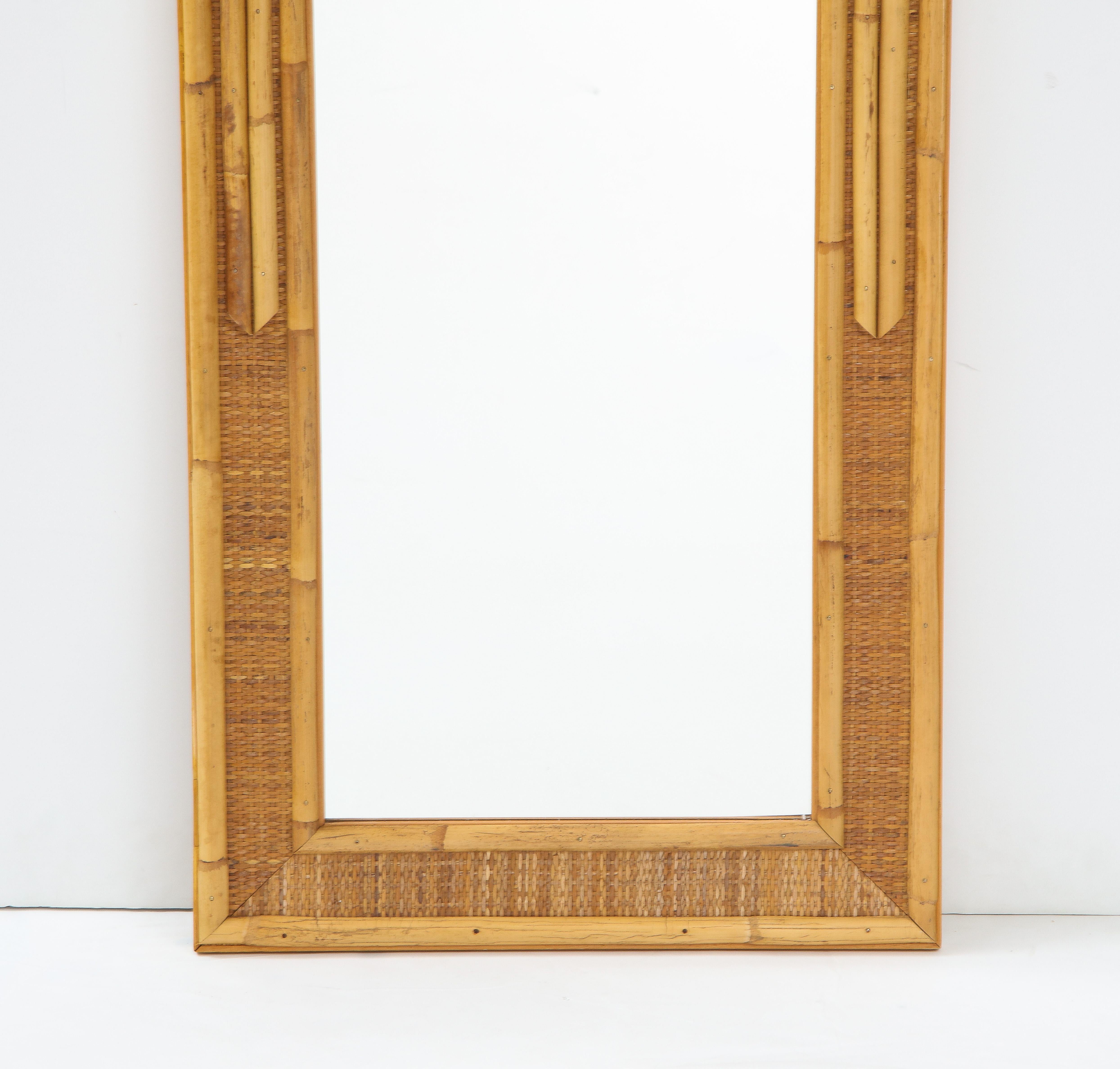 Pair of Italian Bamboo and Wood Wall Mirrors 7