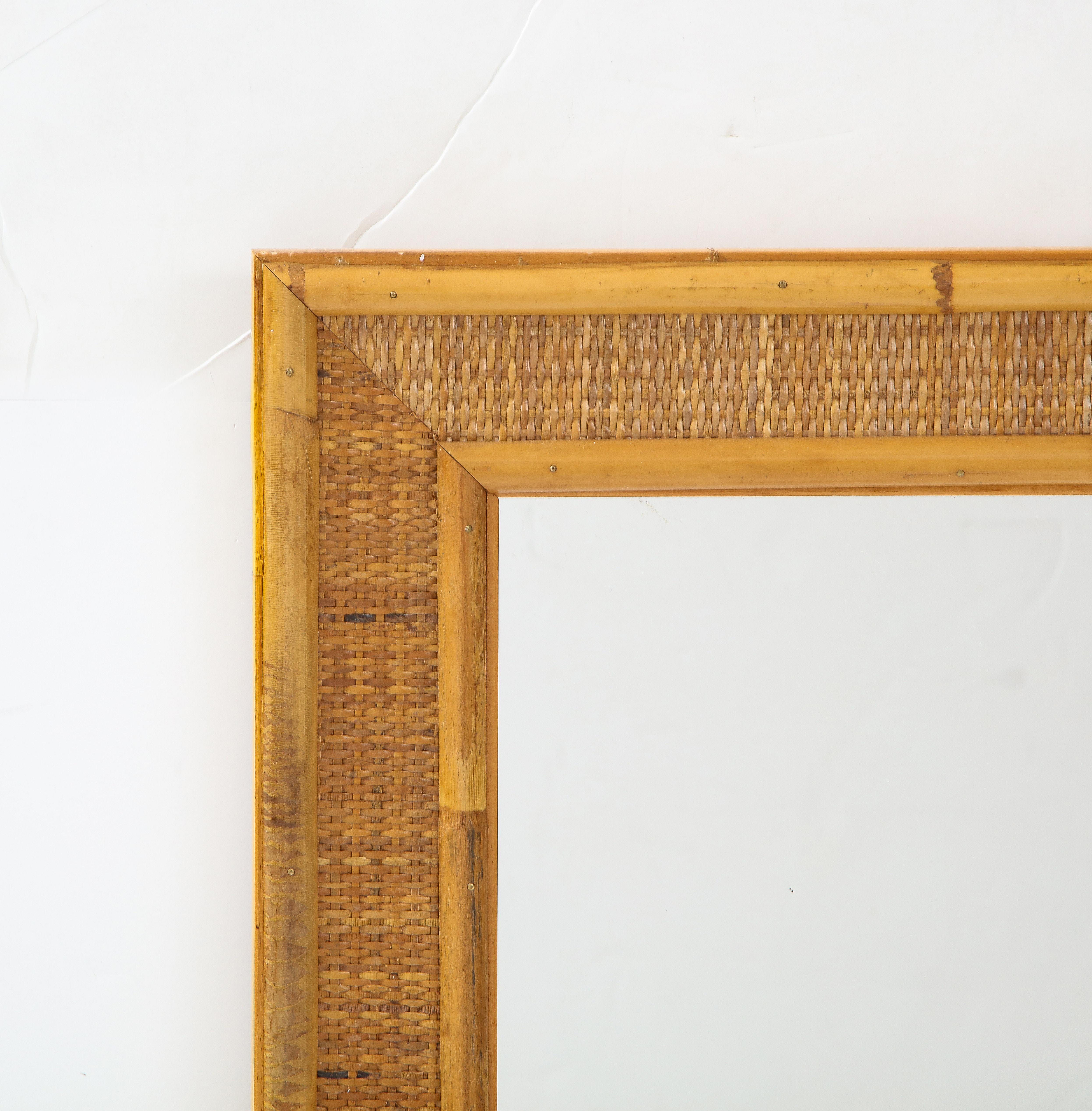 Pair of Italian Bamboo and Wood Wall Mirrors In Good Condition In New York, NY