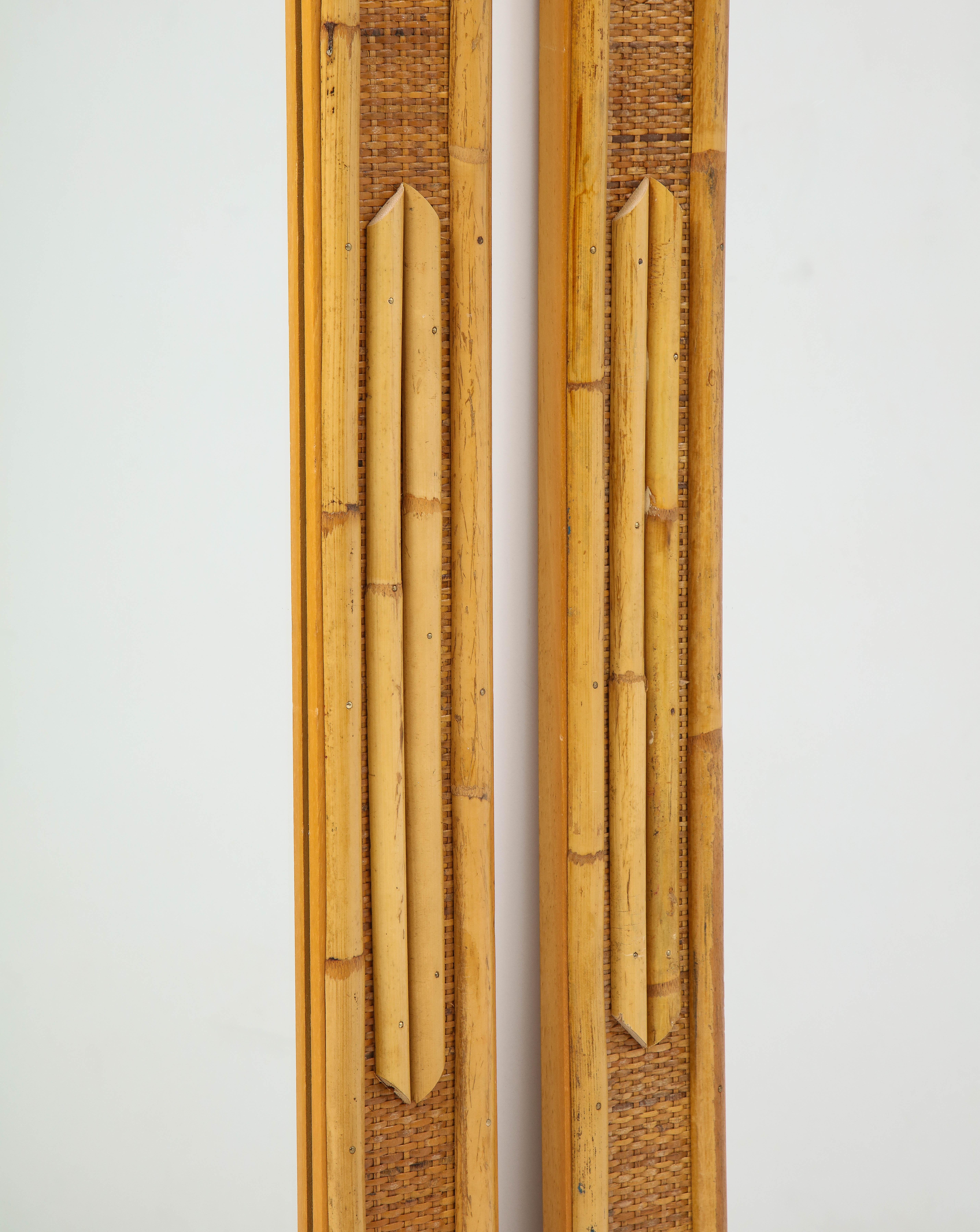 Pair of Italian Bamboo and Wood Wall Mirrors 2