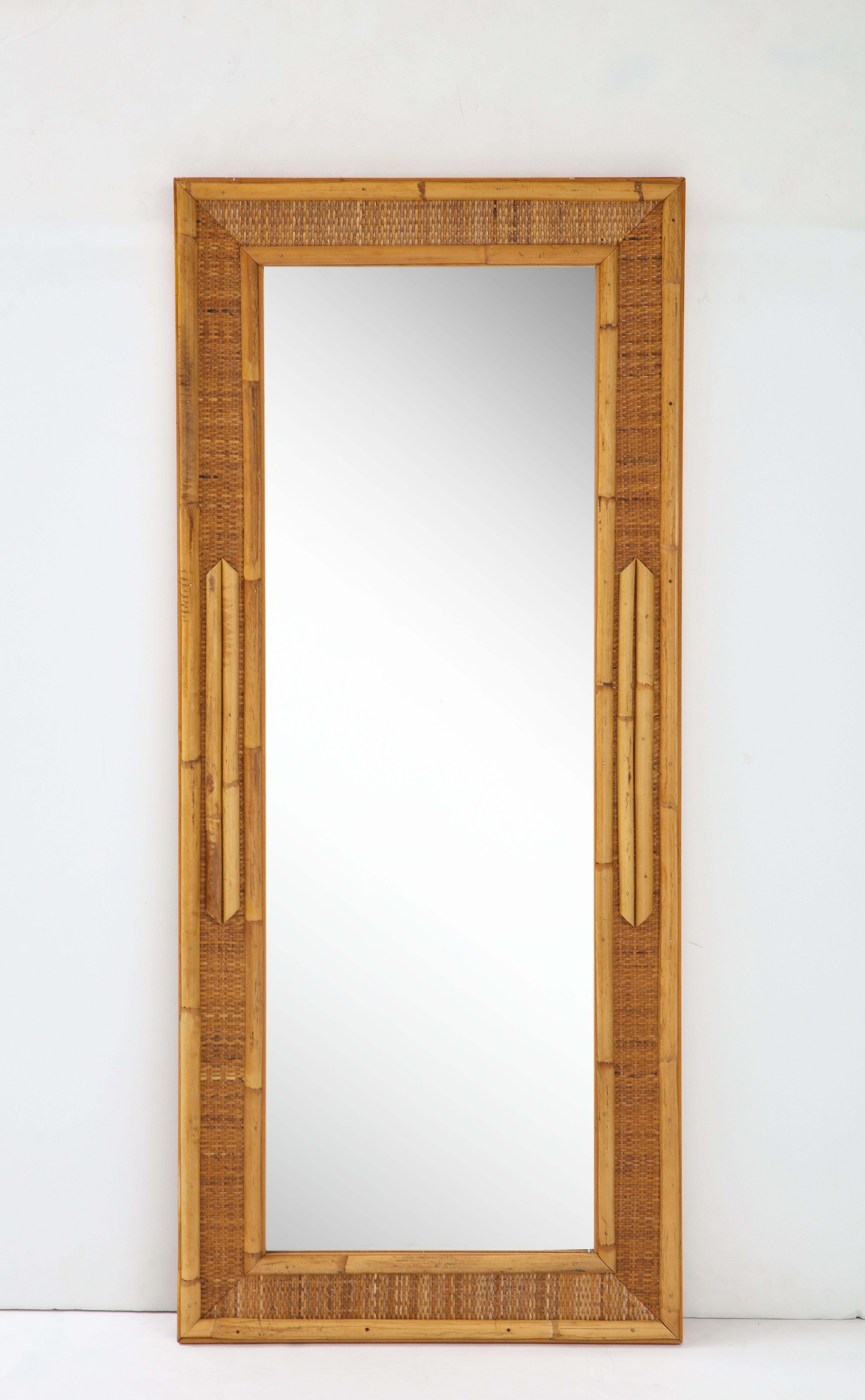 Pair of Italian Bamboo and Wood Wall Mirrors 5