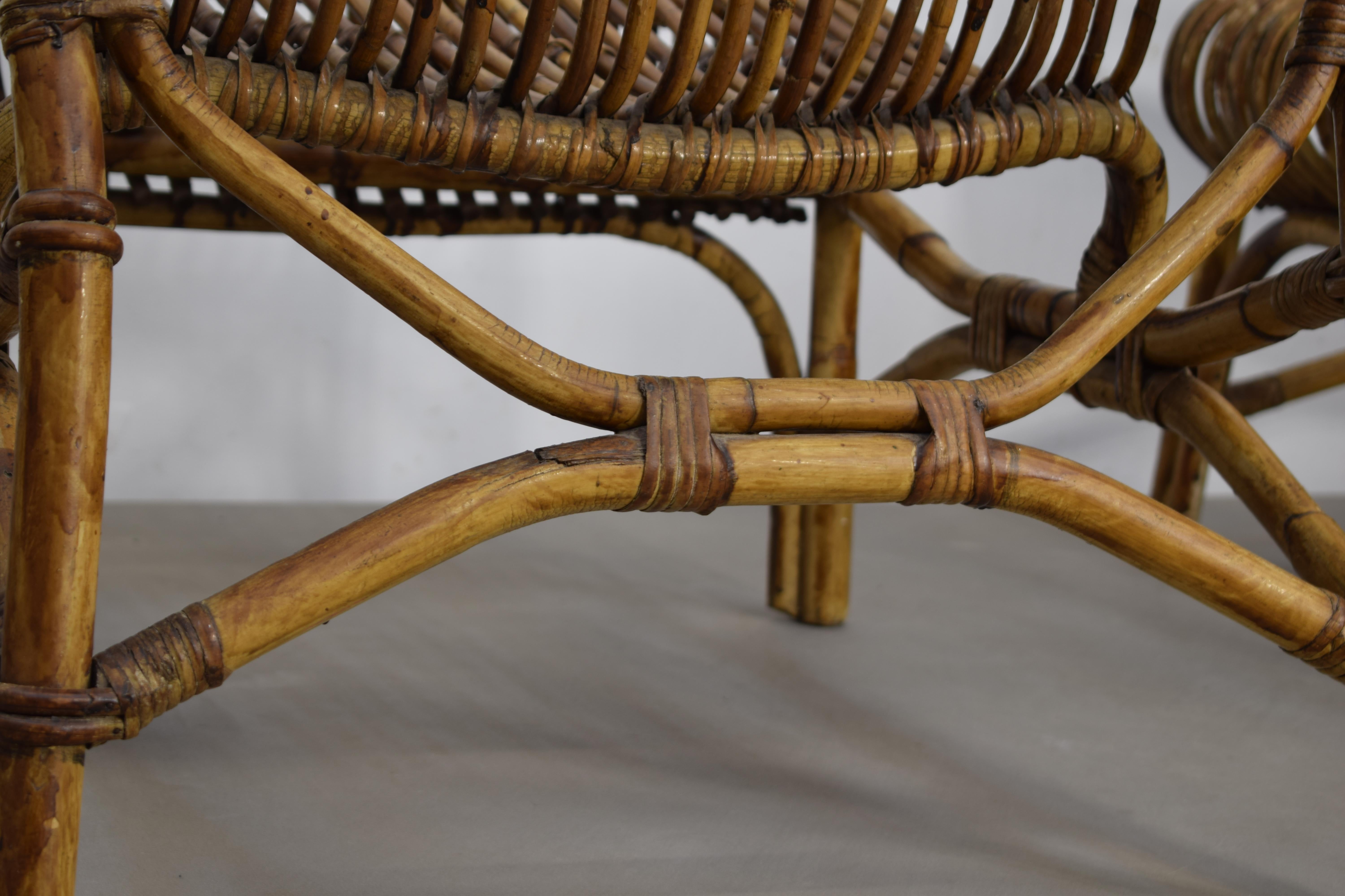 Paire de fauteuils italiens en bambou, années 1960 en vente 4