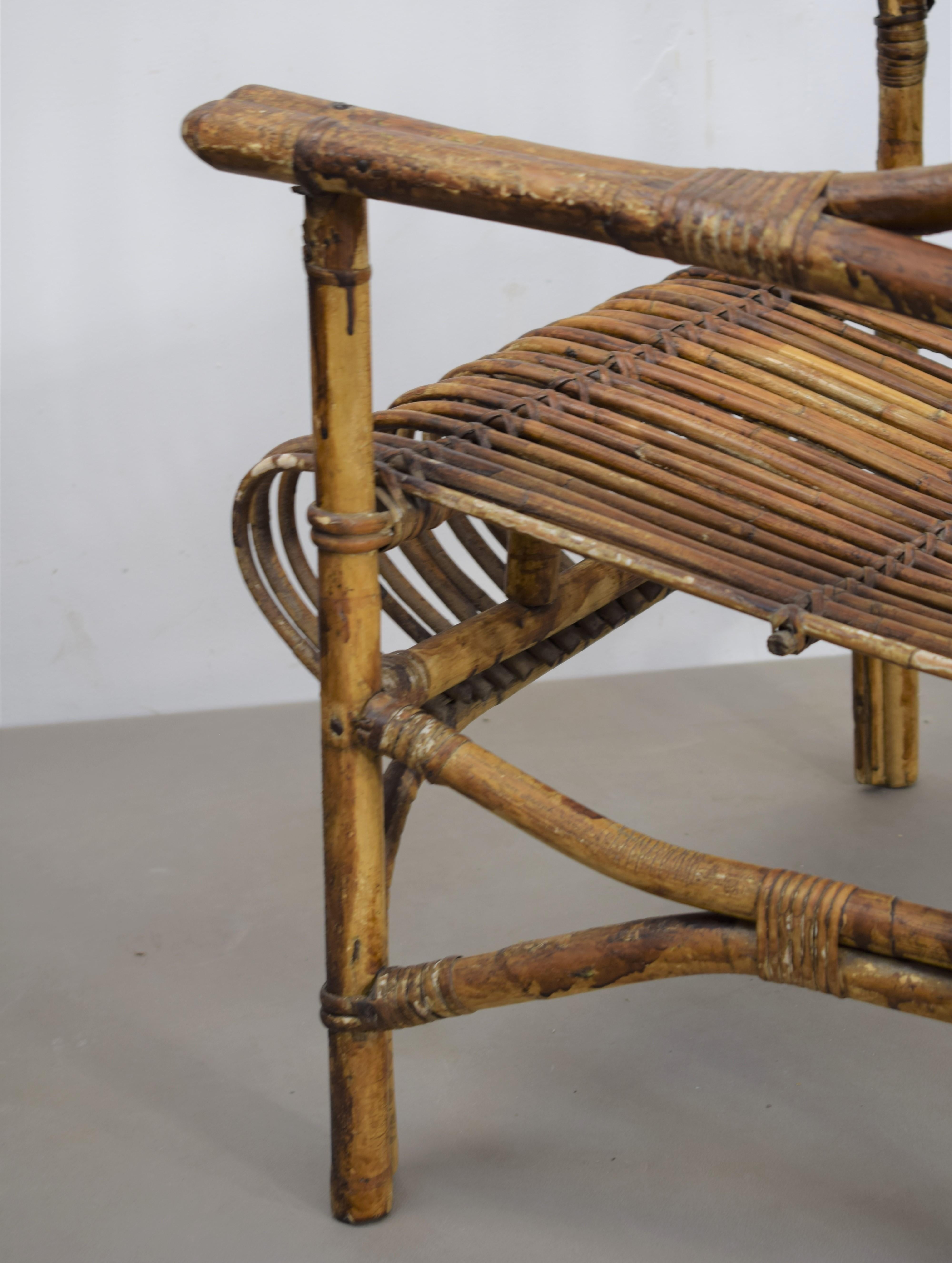 Pair of Italian Bamboo Armchairs, 1960s For Sale 8