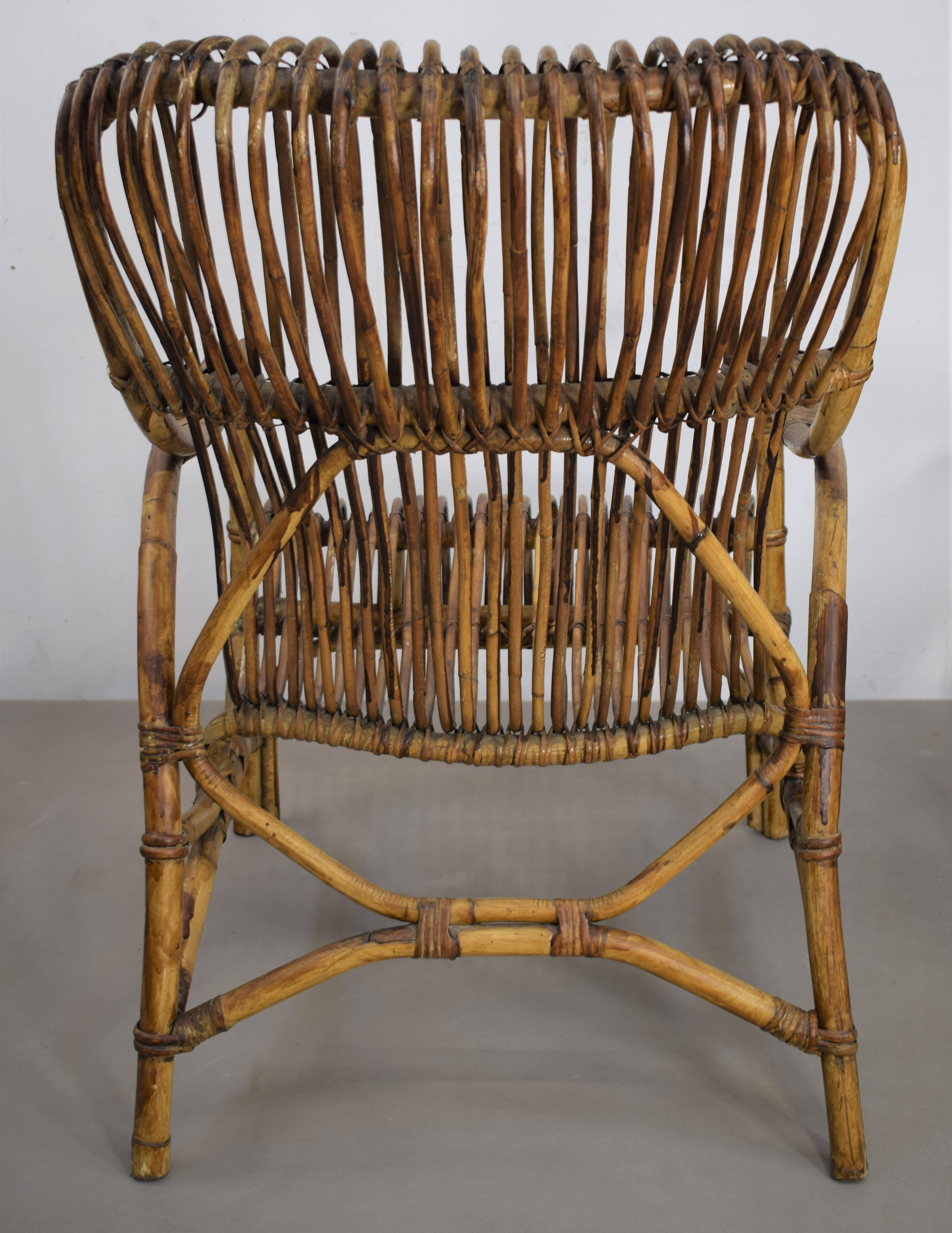 Paire de fauteuils italiens en bambou, années 1960 en vente 3