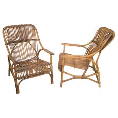 Paire de fauteuils italiens en bambou, années 1960