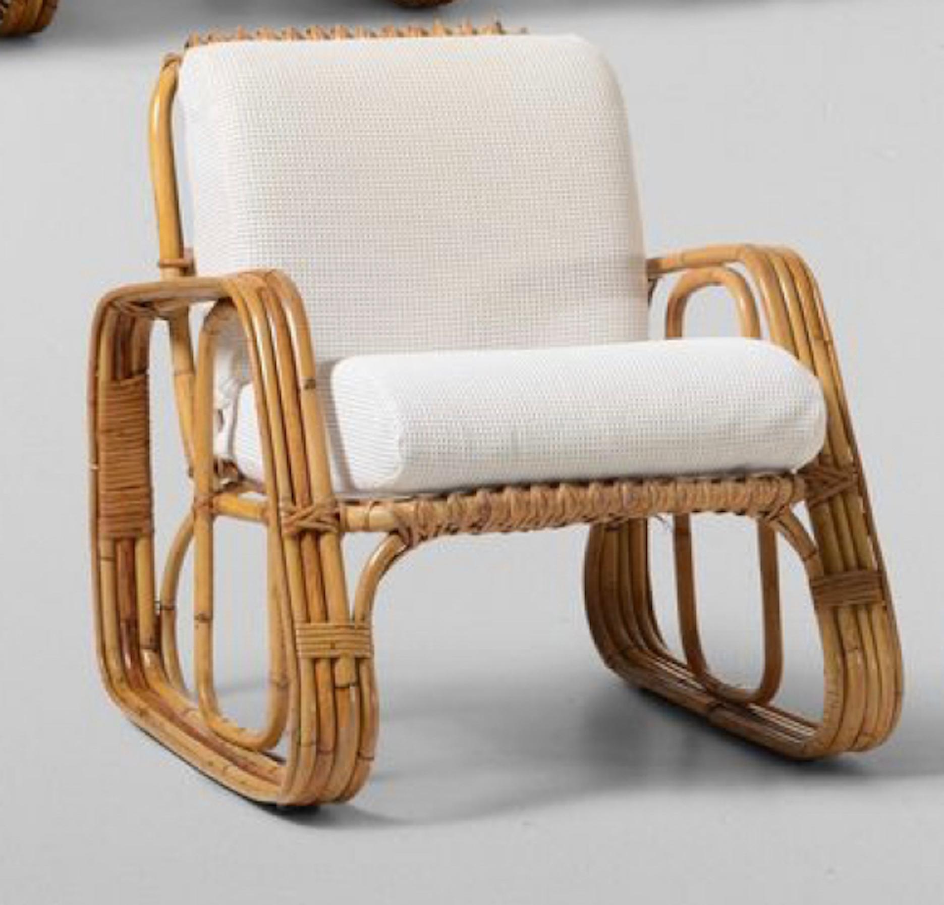 Mid-Century Modern Paire de fauteuils italiens en bambou, style Vivai Sud, 1970 en vente
