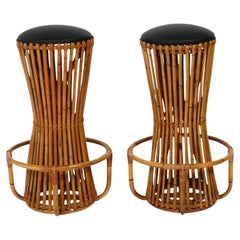 Pair of Italian Bamboo Bar or Counter Stools 29.5" height