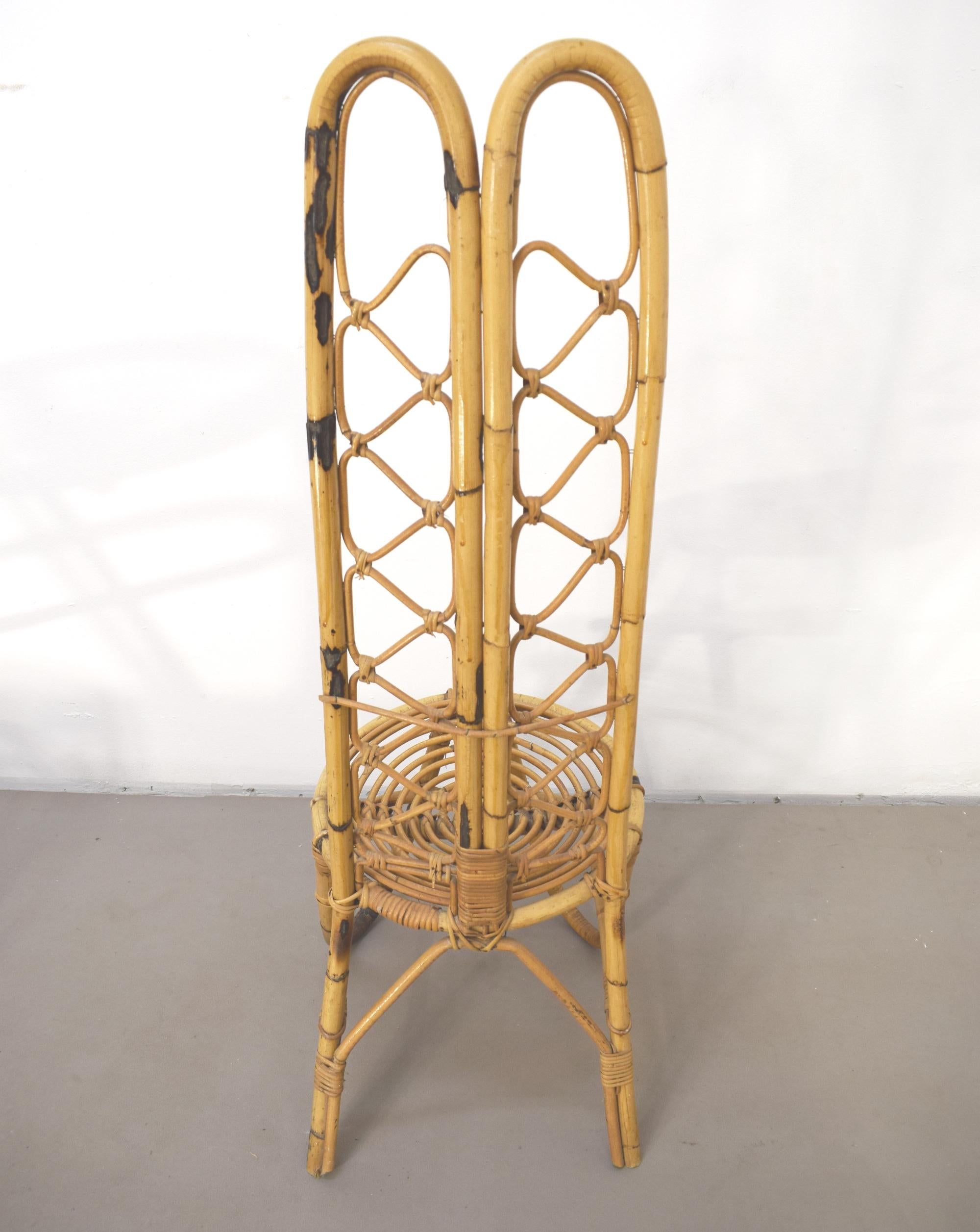 Mid-20th Century Pair of Italian Bamboo Chairs, 1960s