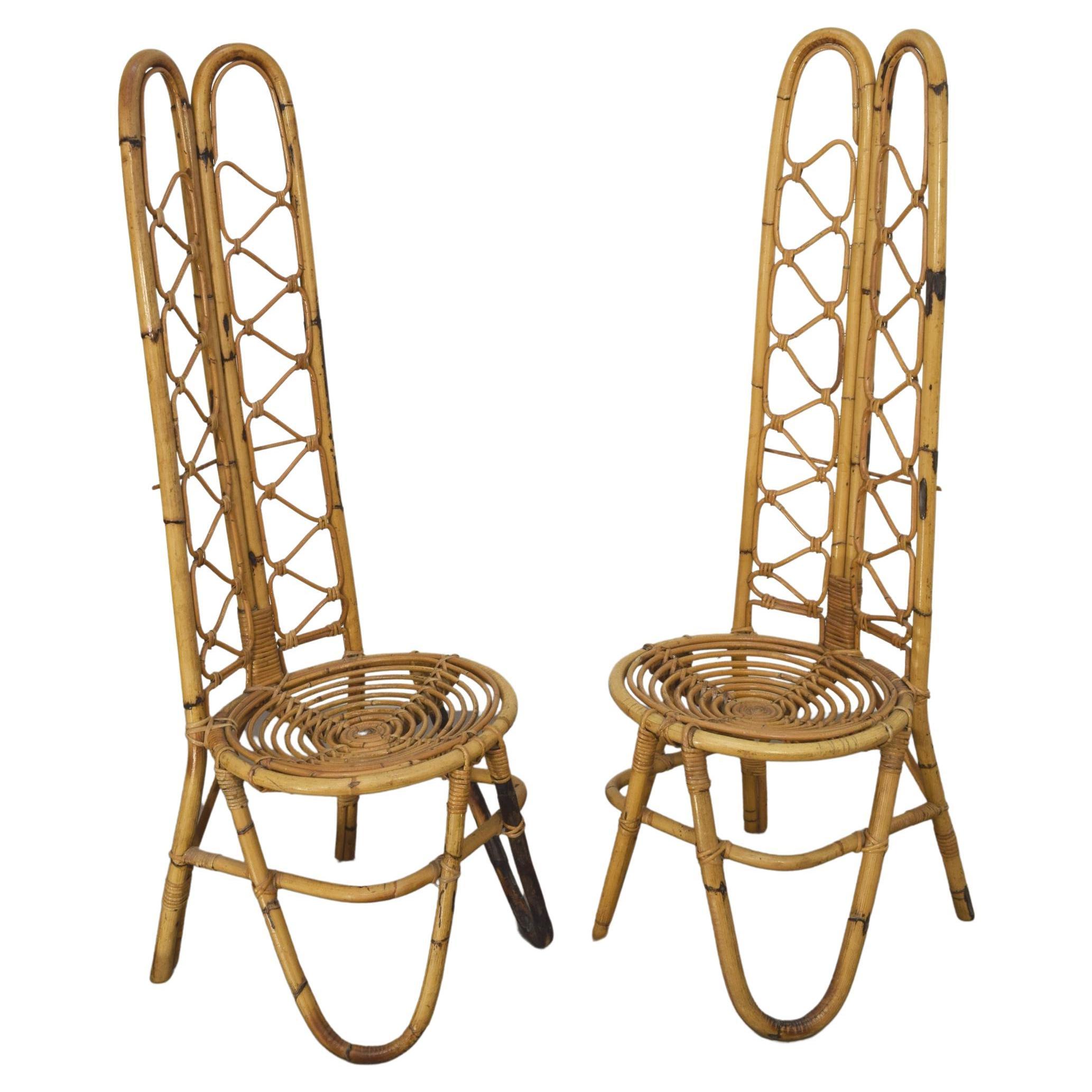 Pair of Italian Bamboo Chairs, 1960s