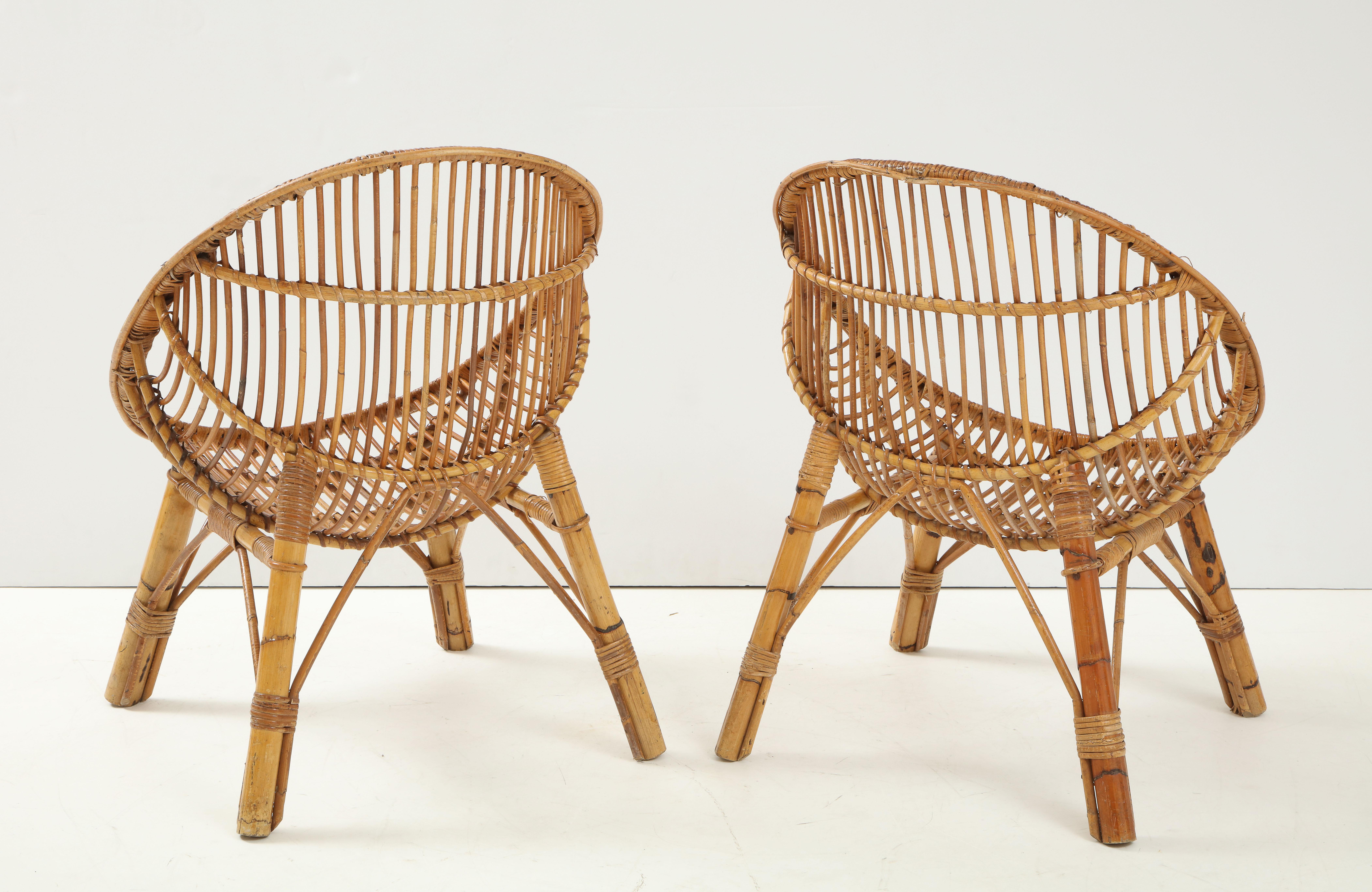 Pair of Italian Bamboo Scoop Chairs 4