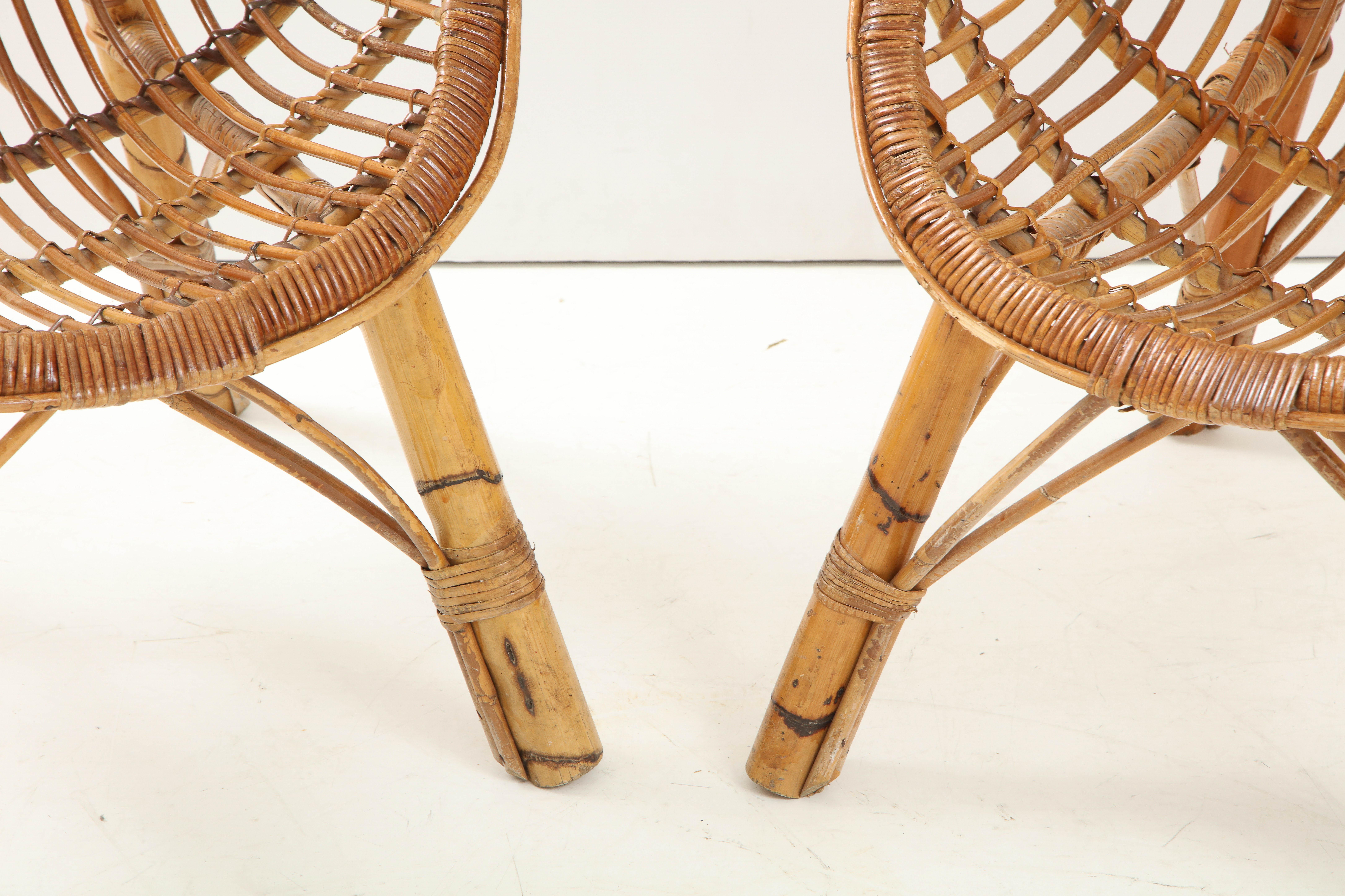 Pair of Italian Bamboo Scoop Chairs 3