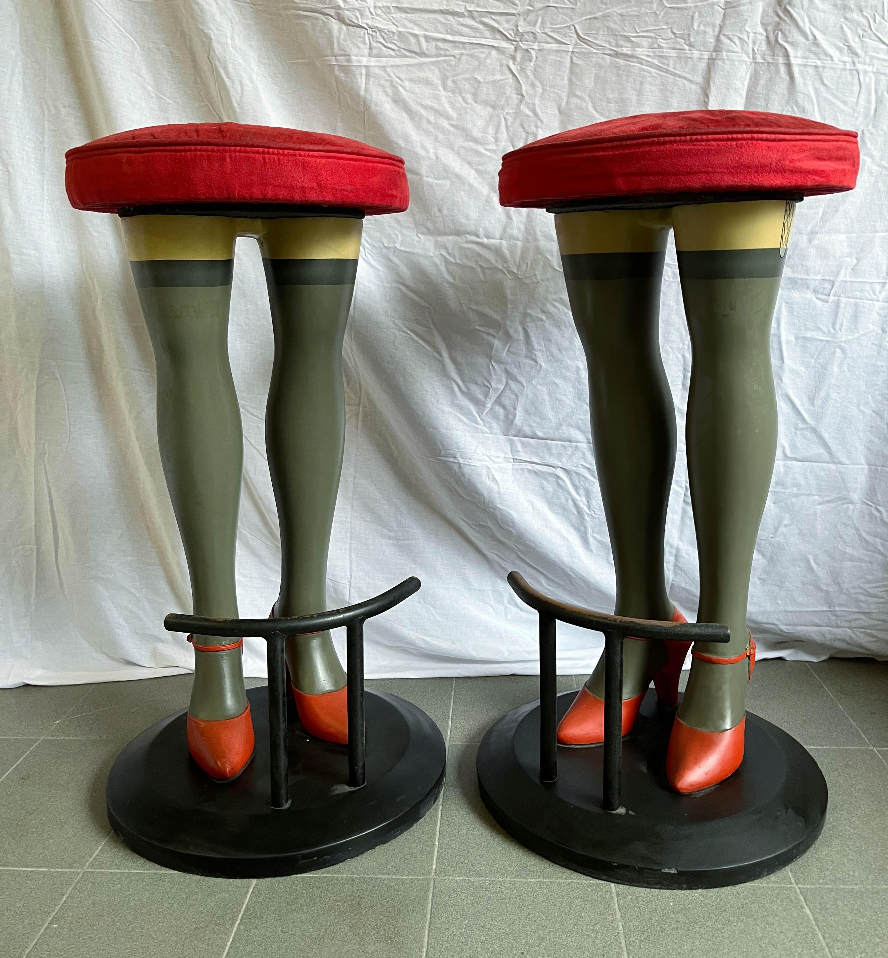 Mid-Century Modern Pair of Italian Bar Stools For Sale
