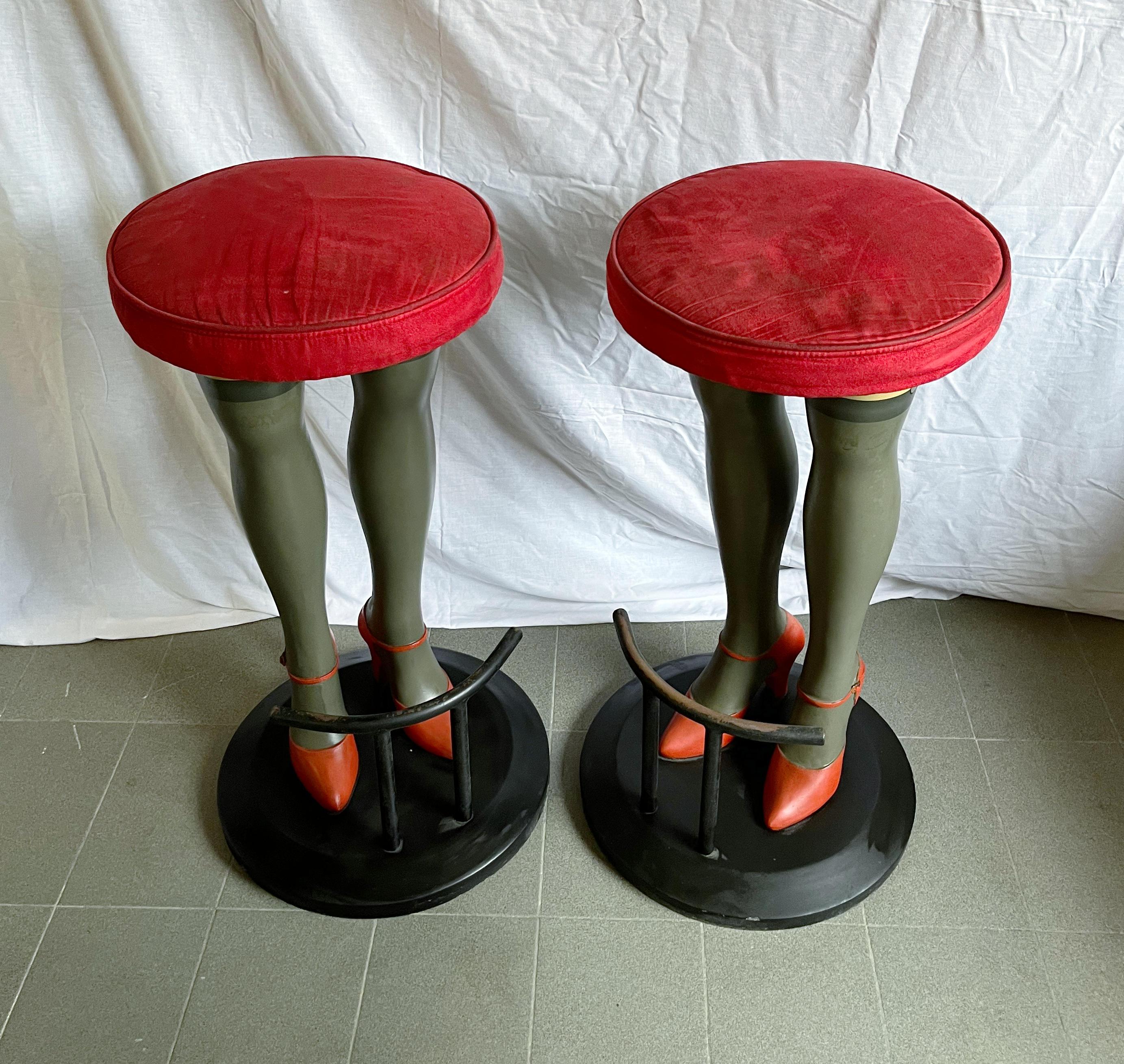 Pair of Italian Bar Stools In Good Condition For Sale In Los Angeles, CA