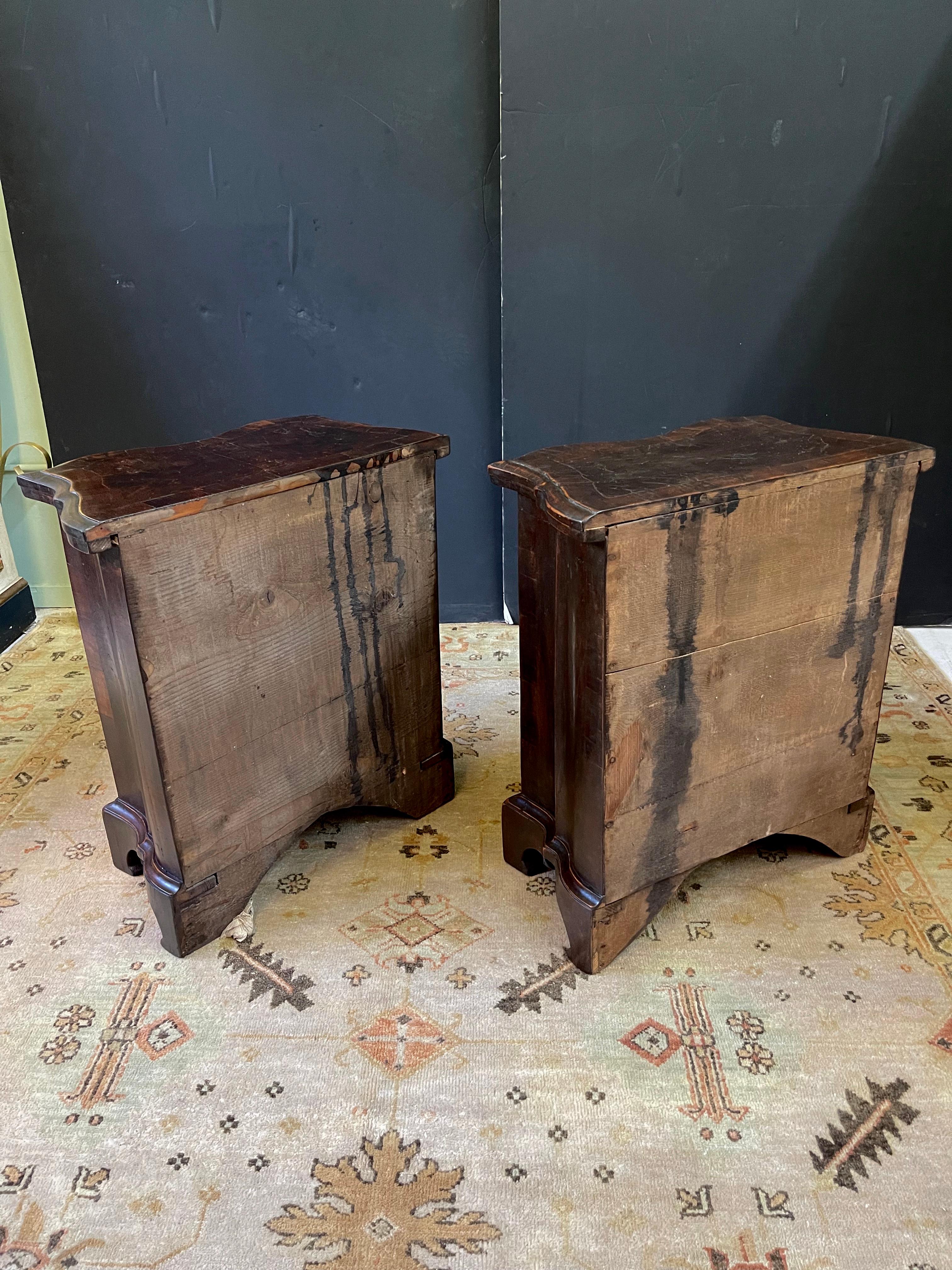 Pair of Italian Baroque Burled Walnut Chests 4